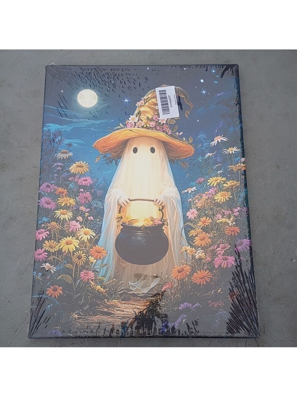 2/$20 NWT Whimsical Floral Halloween Ghost Canvas Painting